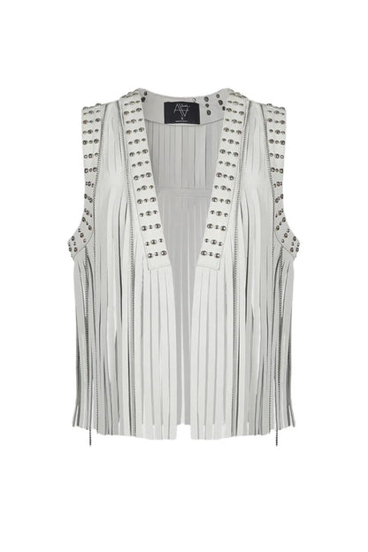 Juniper Leather Vest White