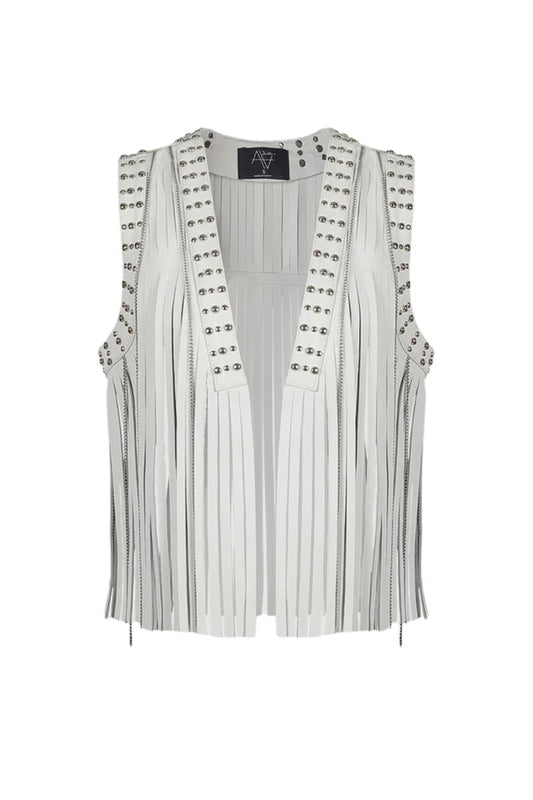 Juniper Leather Vest White