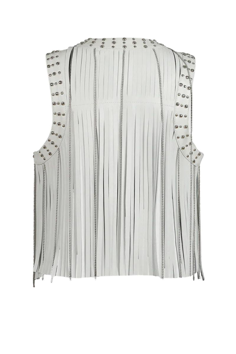 Juniper Leather Vest White