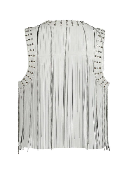 Juniper Leather Vest White