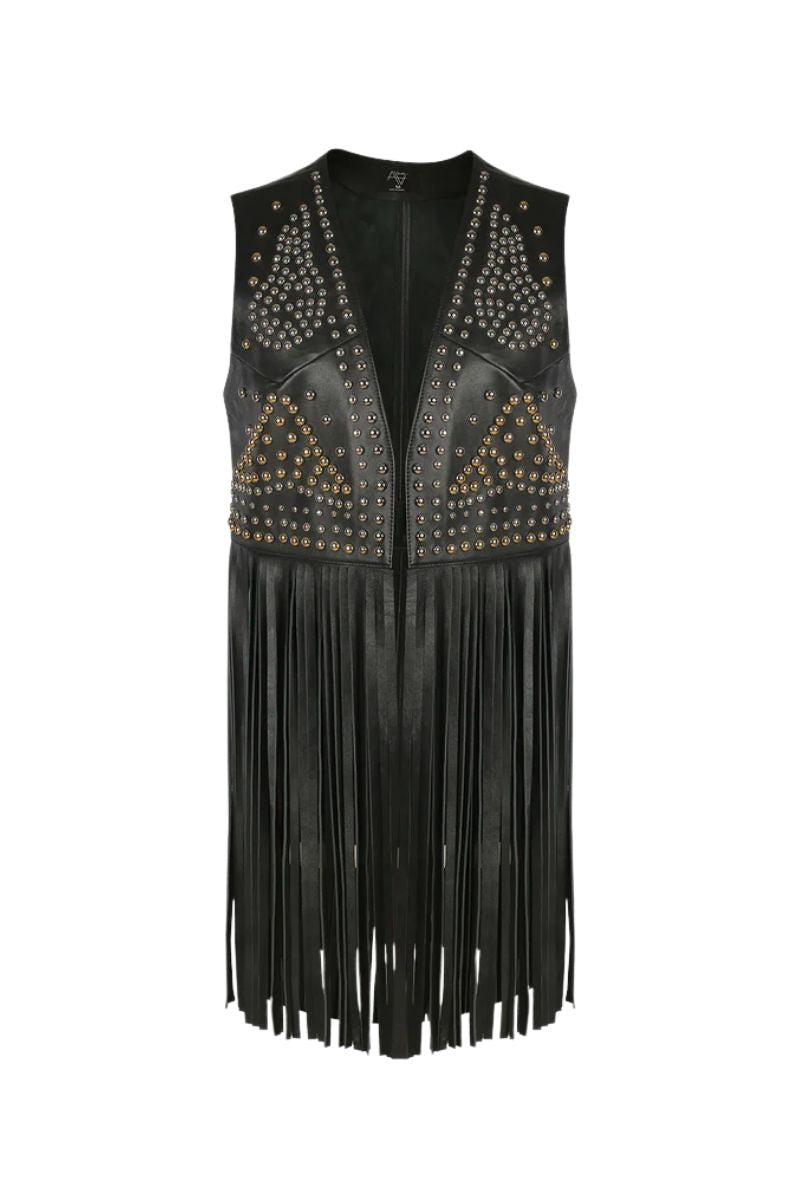 Clair De Lune Leather Vest Black