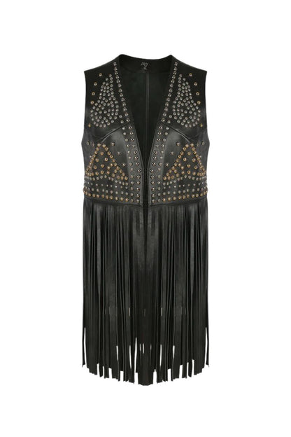 Clair De Lune Leather Vest Black