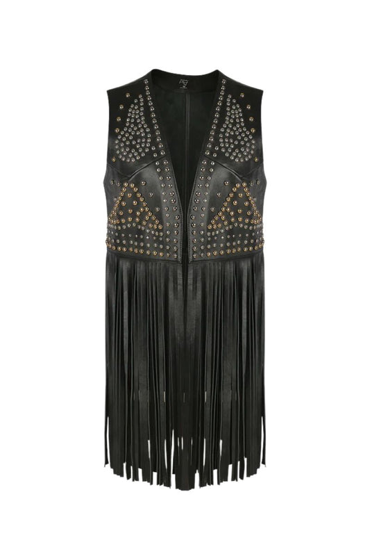 Clair De Lune Leather Vest Black