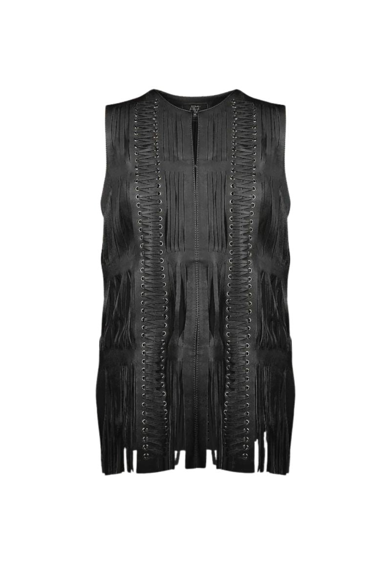Caniayla Leather Vest Black