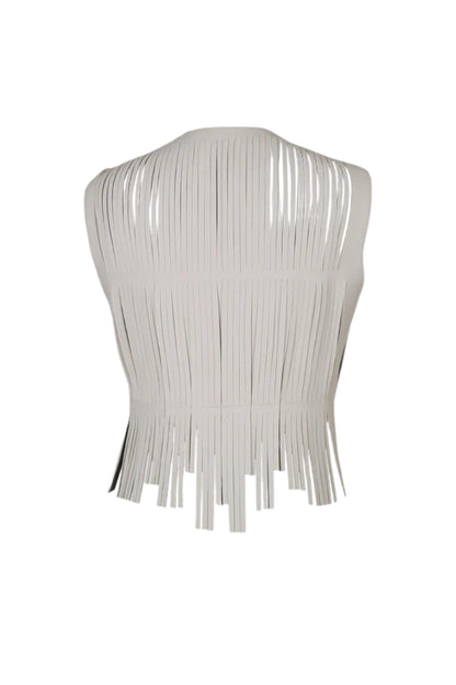 Ayla Leather Vest White