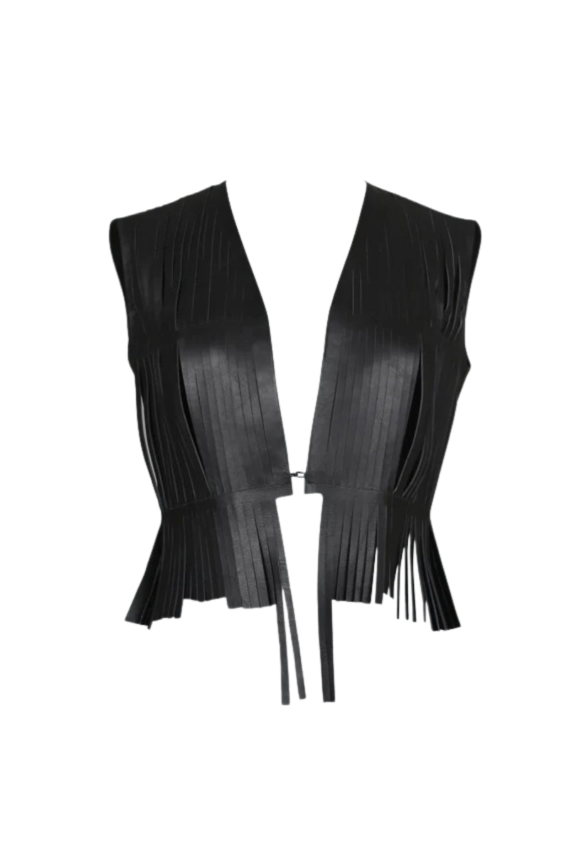 Ayla Leather Vest Black