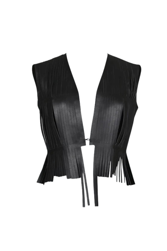 Ayla Leather Vest Black