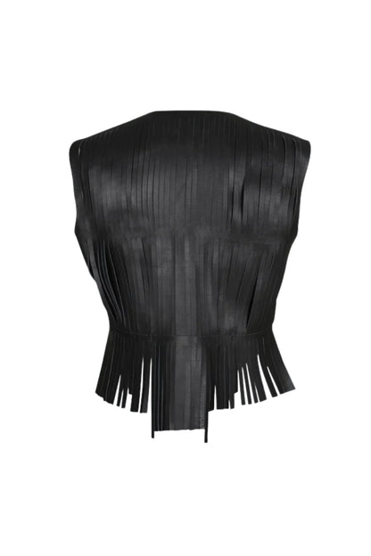 Ayla Leather Vest Black