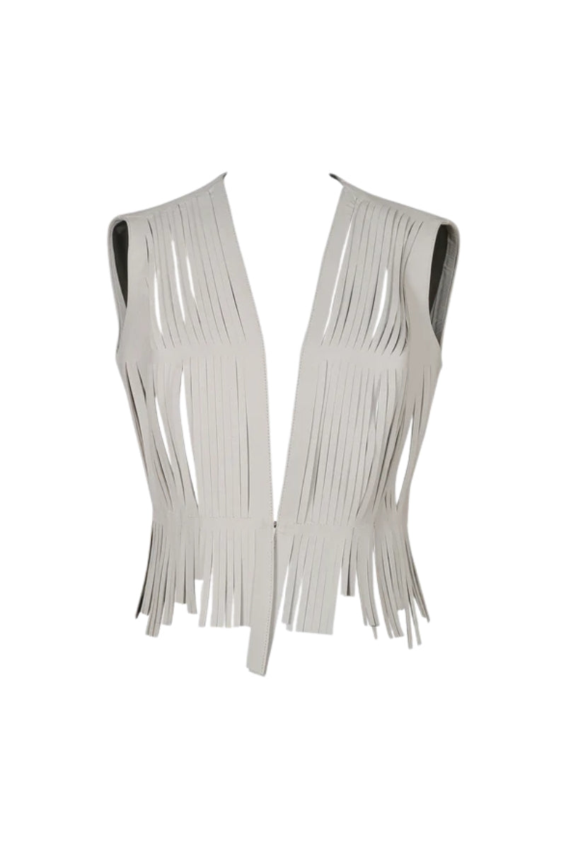 Ayla Leather Vest White