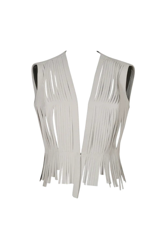 Ayla Leather Vest White