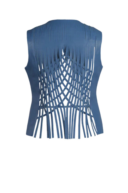 Attalea Leather Vest Navy Blue