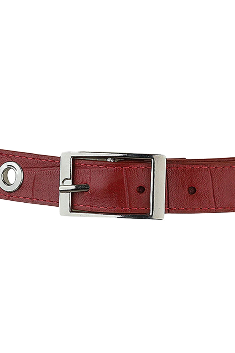 Eliza Leather Belt Red Croc