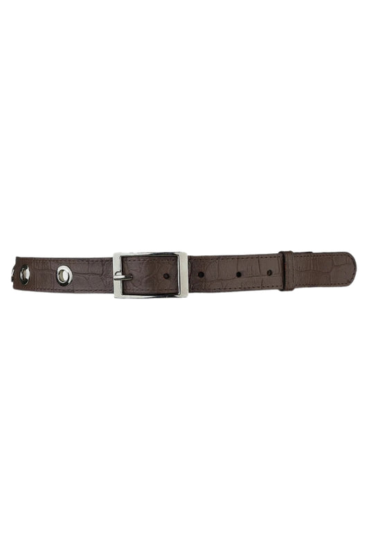 Eliza Leather Belt Brown Croc