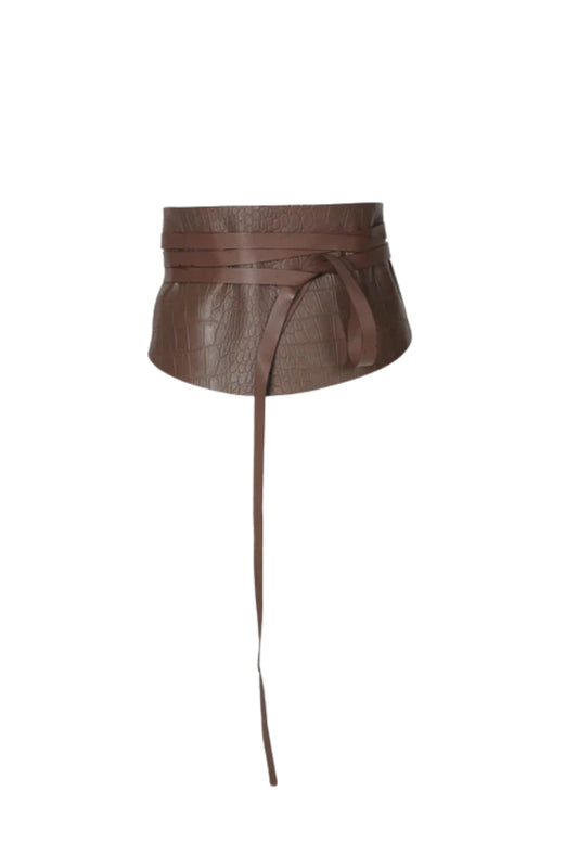 Anya Waist Belt Brown Croc