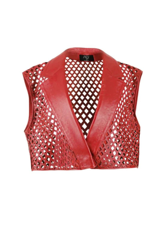 Kayden Leather Vest Red