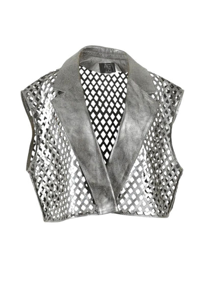 Kayden Leather Vest Washed Silver
