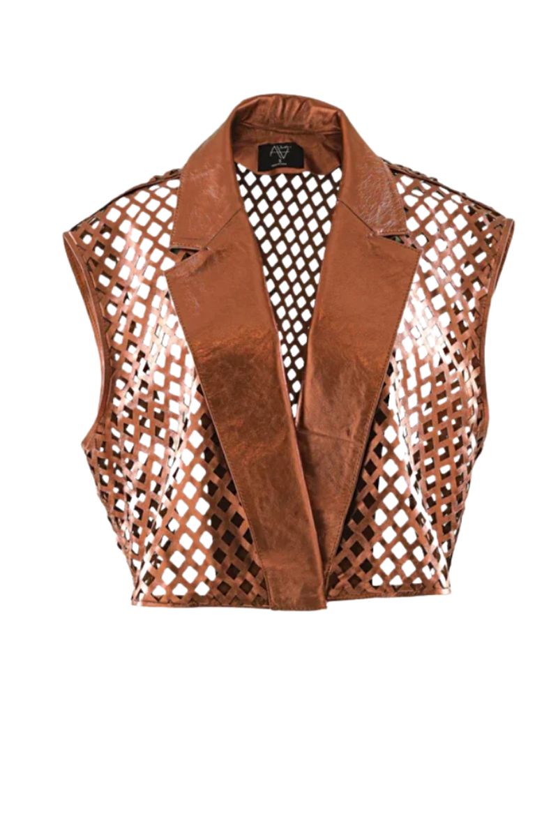 Kayden Leather Vest Burnt Copper