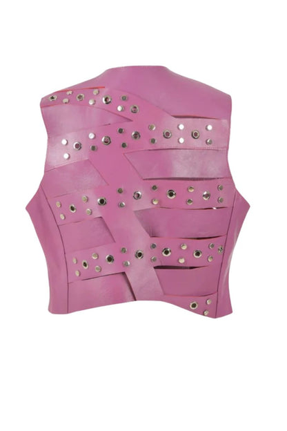 Aiden Studded Leather Vest Purple