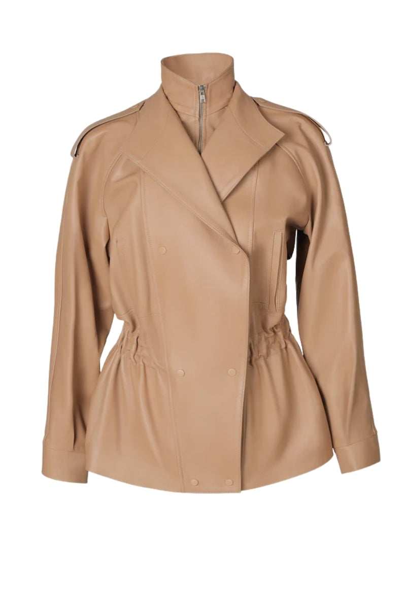 Gavin Leather Jacket Nude Beige