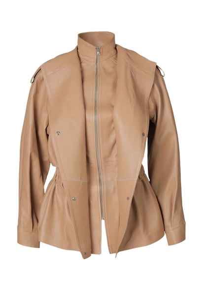 Gavin Leather Jacket Nude Beige