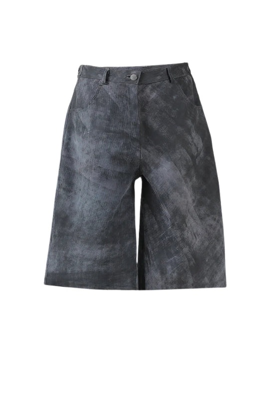 Callie Leather Bermuda Shorts Washed Grey