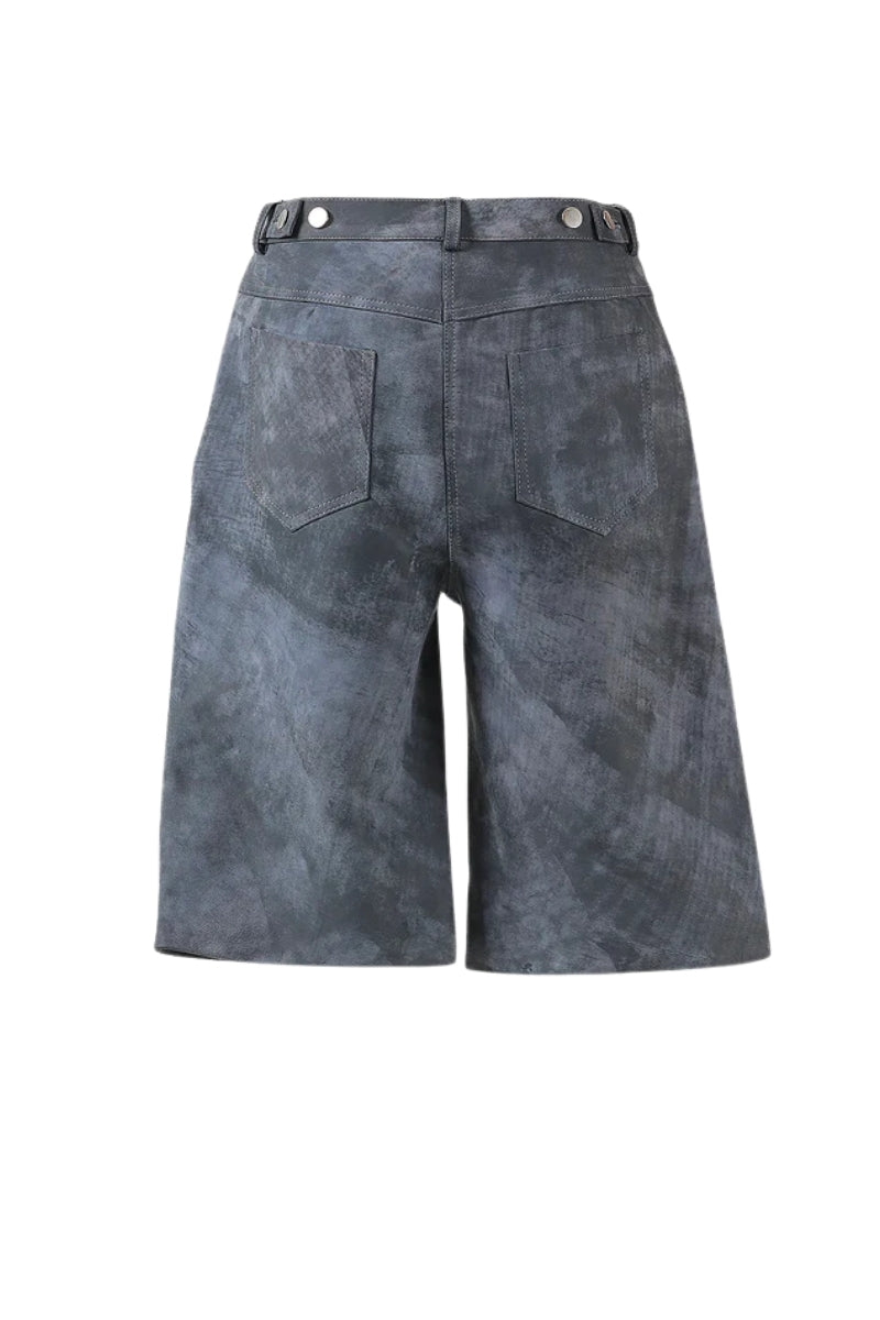 Callie Leather Bermuda Shorts Washed Grey