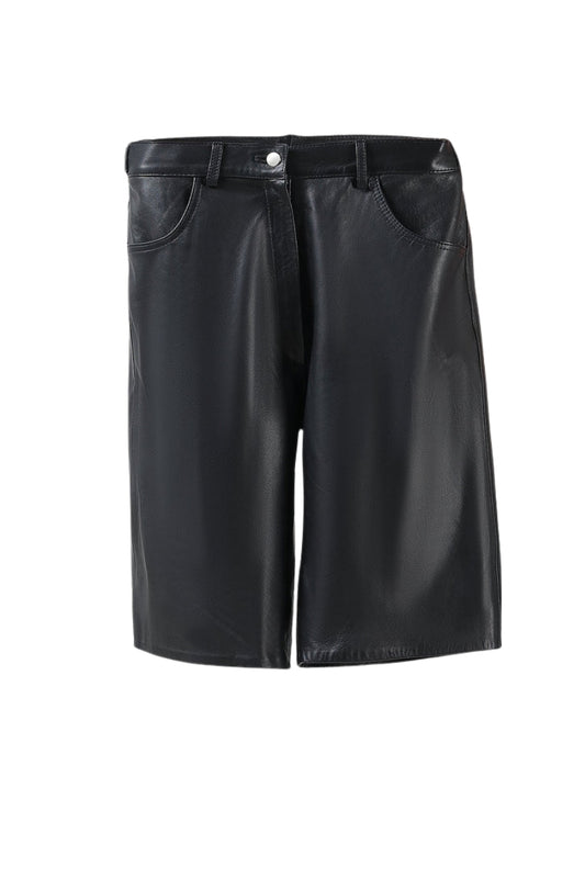 Callie Leather Bermuda Shorts Black