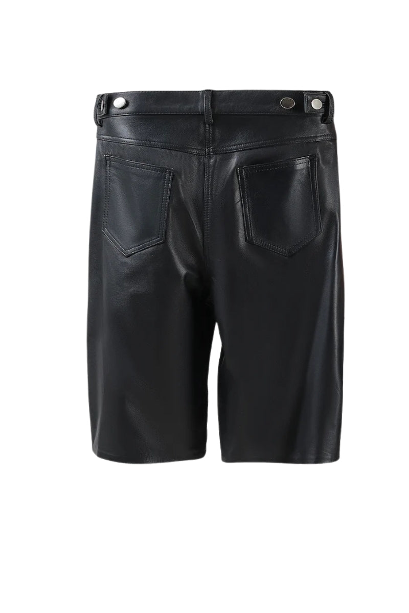 Callie Leather Bermuda Shorts Black