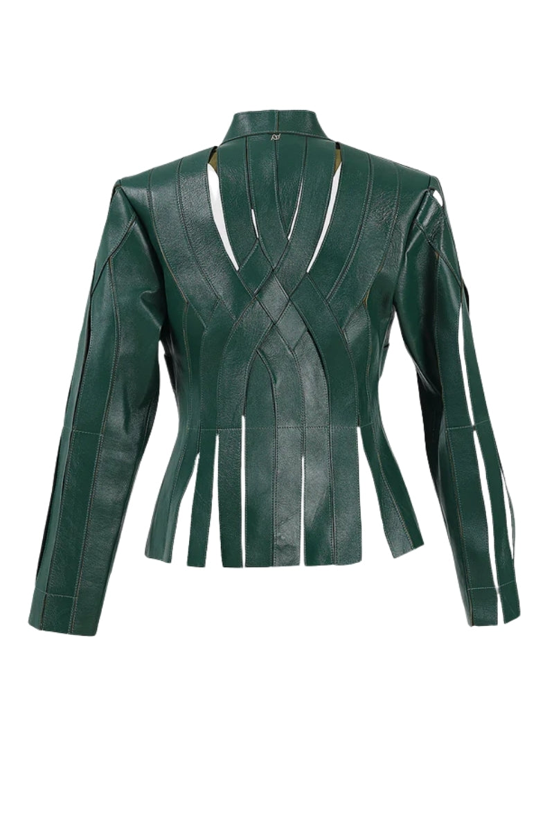 Brianna Leather Jacket Olive