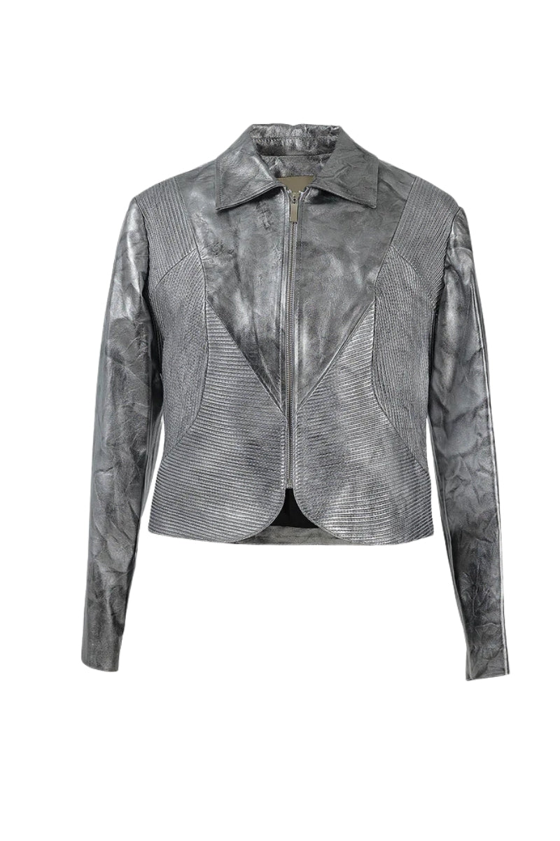 Ausborn II Leather Jacket Washed Silver