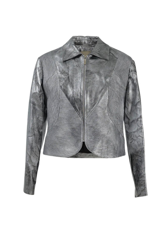 Ausborn II Leather Jacket Washed Silver