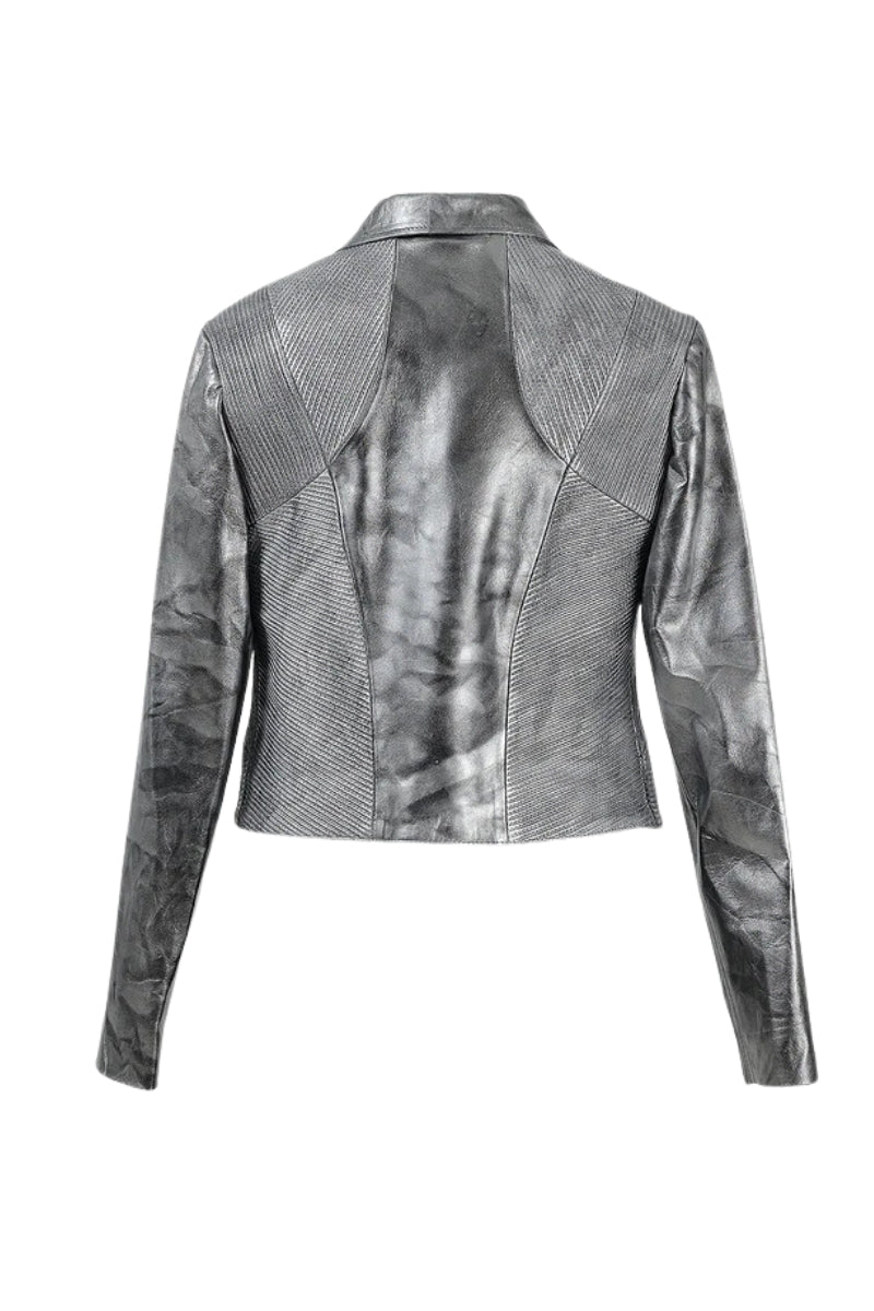 Ausborn II Leather Jacket Washed Silver