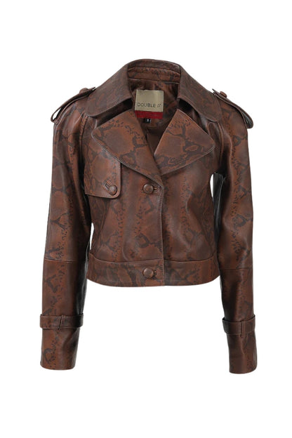 Audax Leather Jacket Snake Print