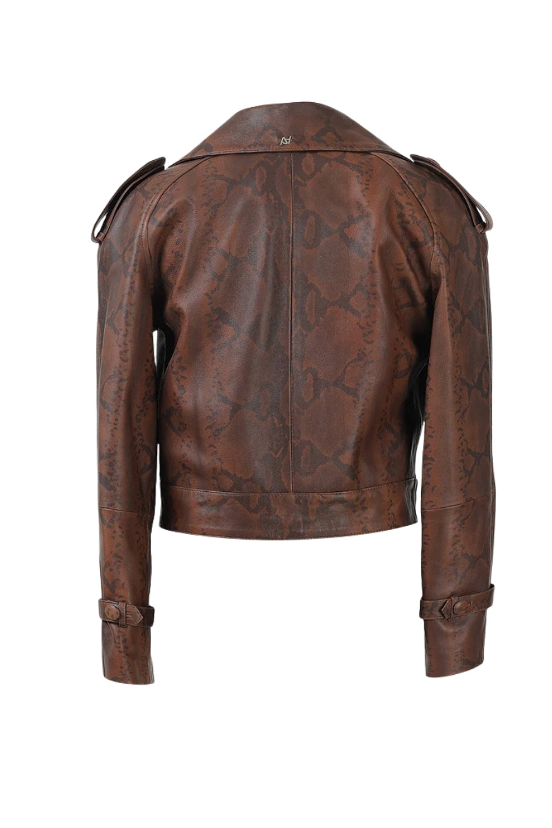 Audax Leather Jacket Snake Print