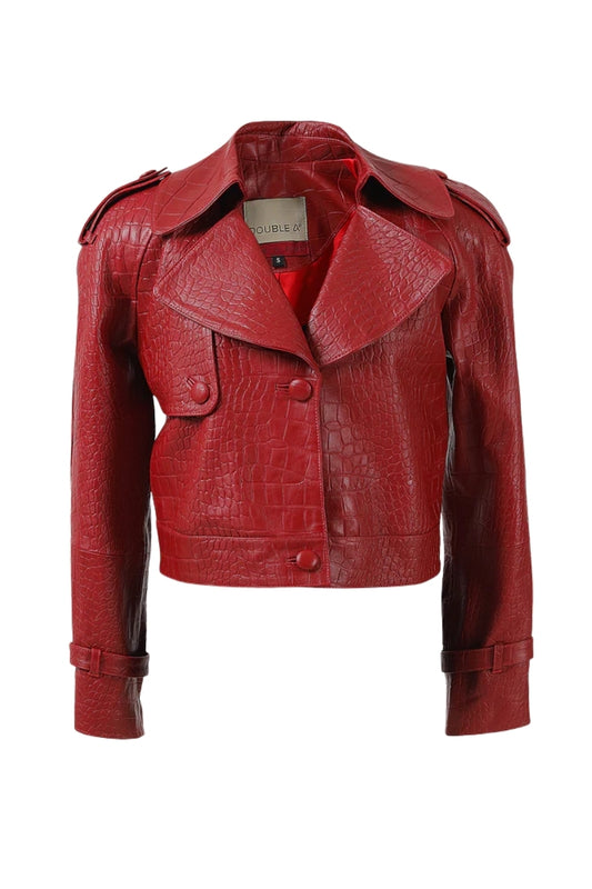 Audax Leather Jacket Red Croc