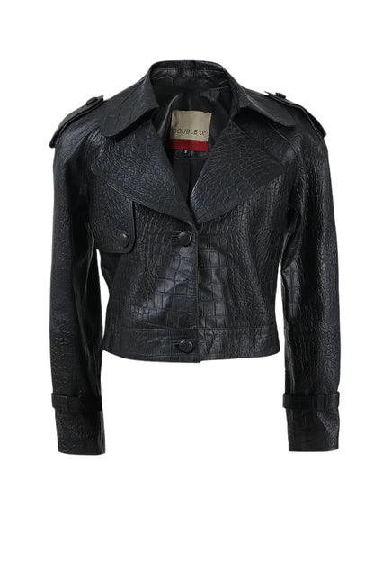Audax Leather Jacket Black Croc