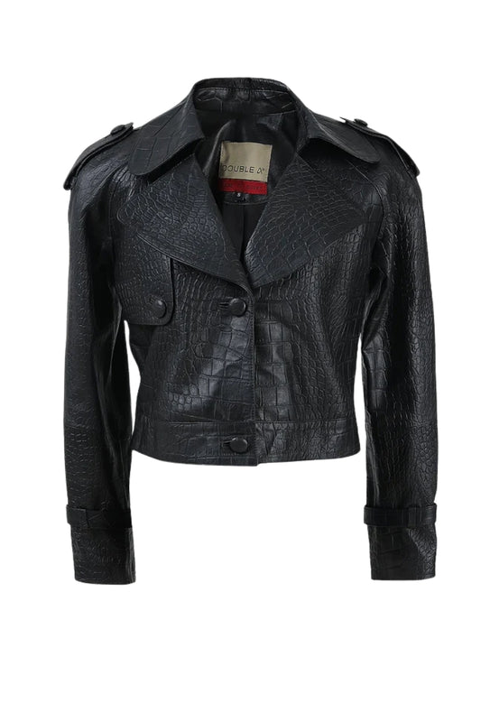 Audax Leather Jacket Black Croc