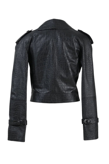 Audax Leather Jacket Black Croc