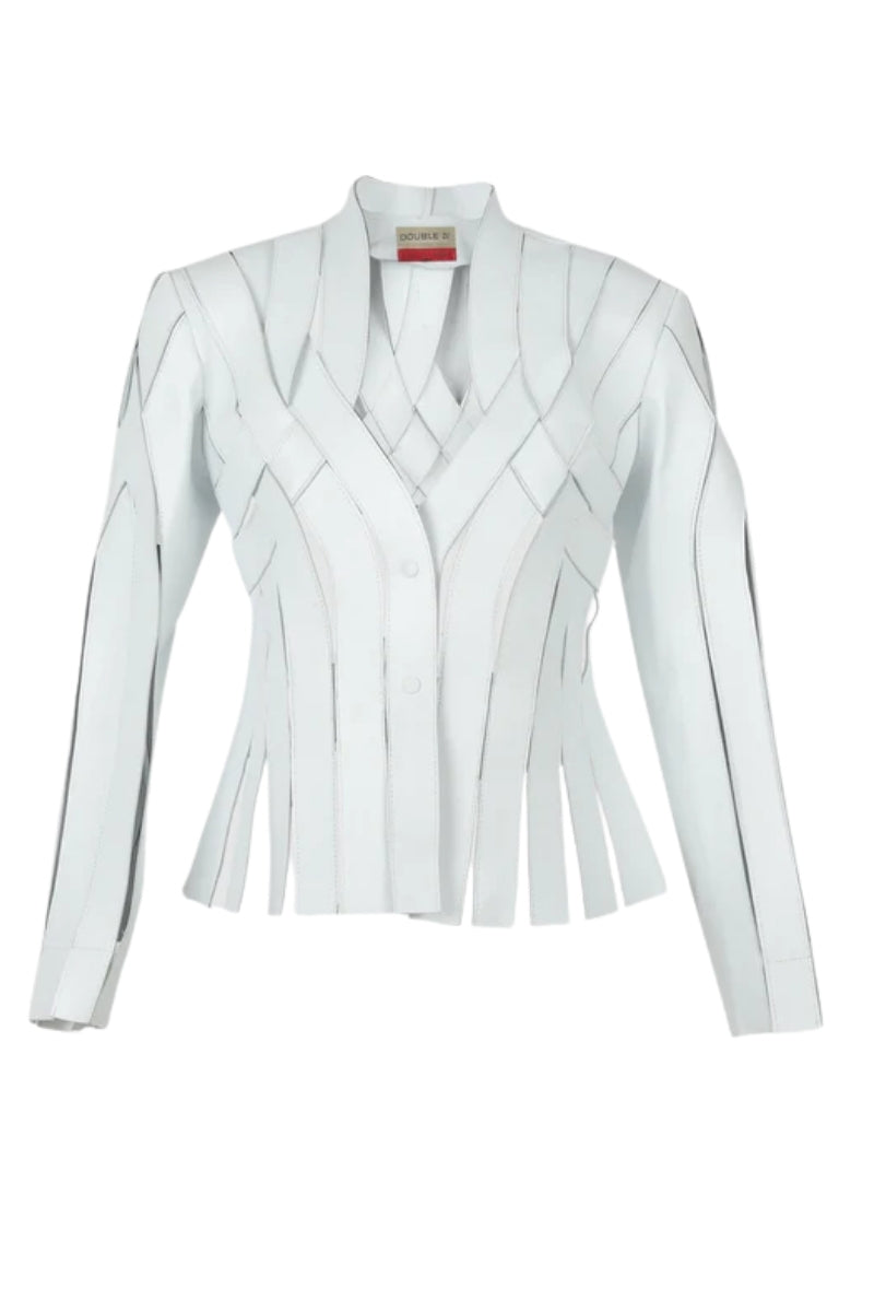 Brianna Leather Jacket White