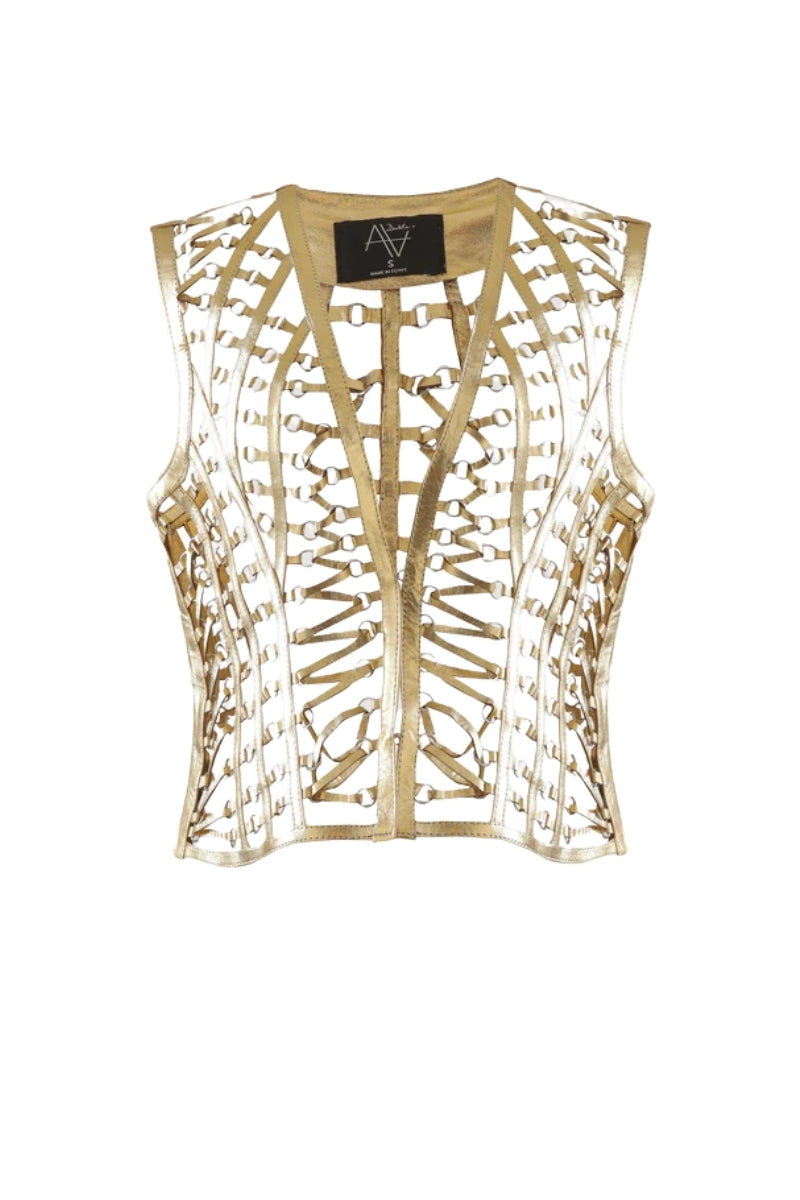 Phoneix Leather Vest Gold