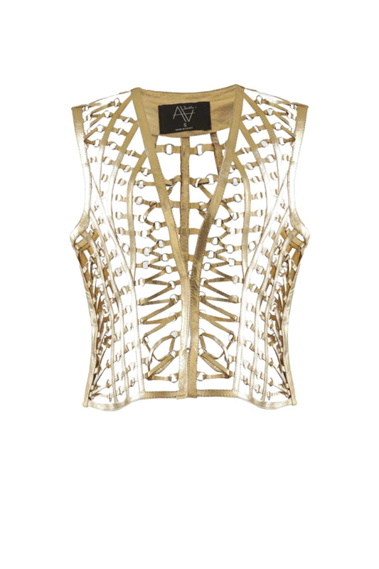 Phoneix Leather Vest Gold