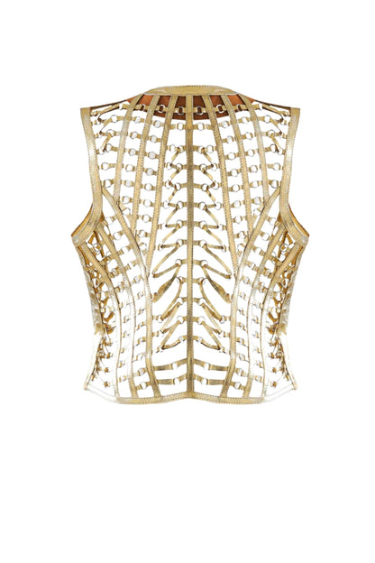 Phoneix Leather Vest Gold