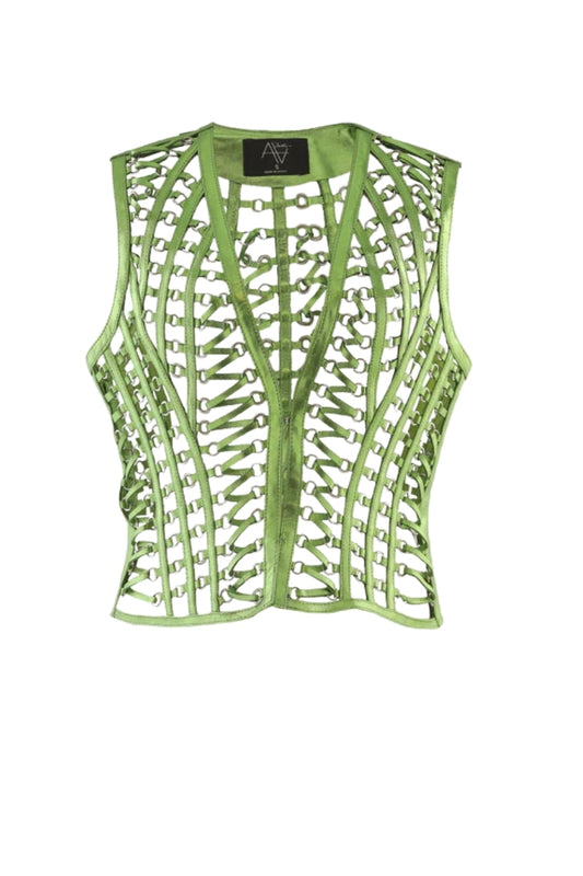 Phoneix Leather vest Electric Green