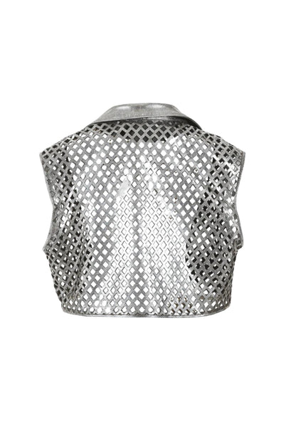 Kayden Leather Vest Washed Silver