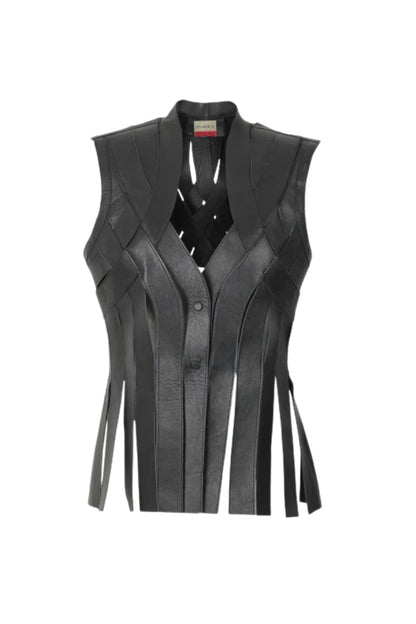 Brianna Leather Vest Black