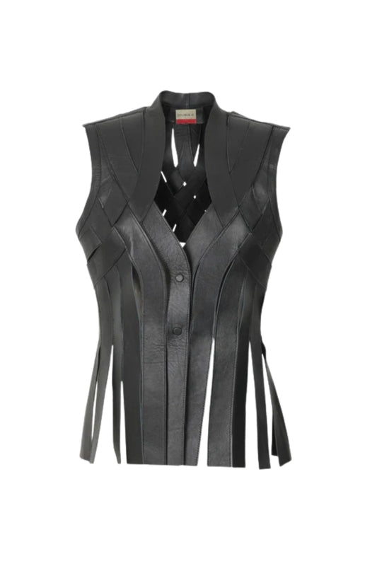Brianna Leather Vest Black