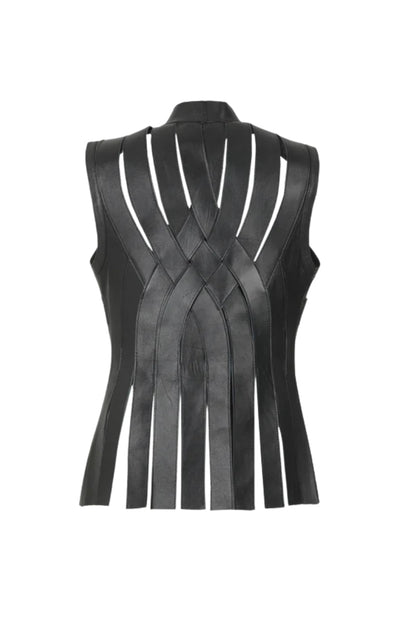 Brianna Leather Vest Black