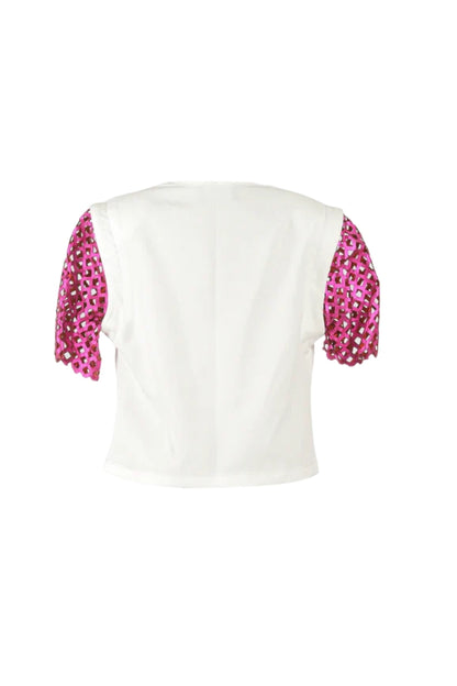 Mia Top White x Electric Pink