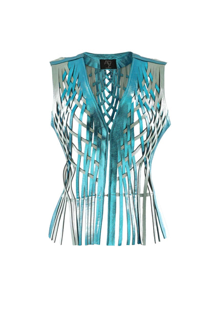 Attalea Leather Vest II Electric Blue