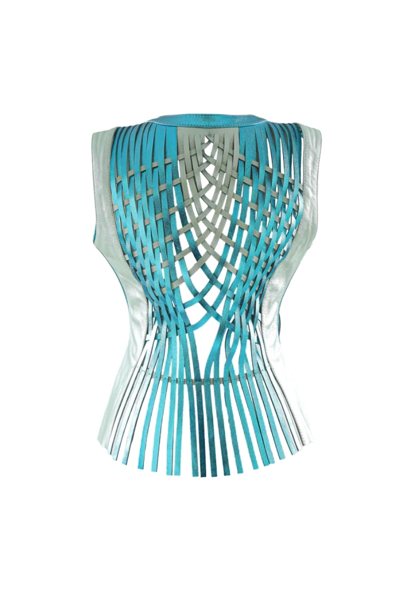 Attalea Leather Vest II Electric Blue